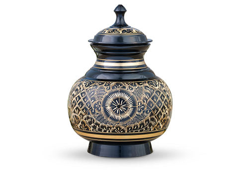 Elegantly Etched Urn - Black