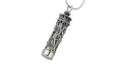 Cylinder With Glass Insert - Urn Pendant - Antique Silver